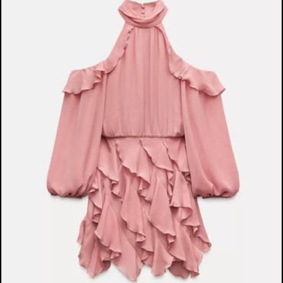 Zara Pink Ruffled Mini Dress - Picture 1 of 1